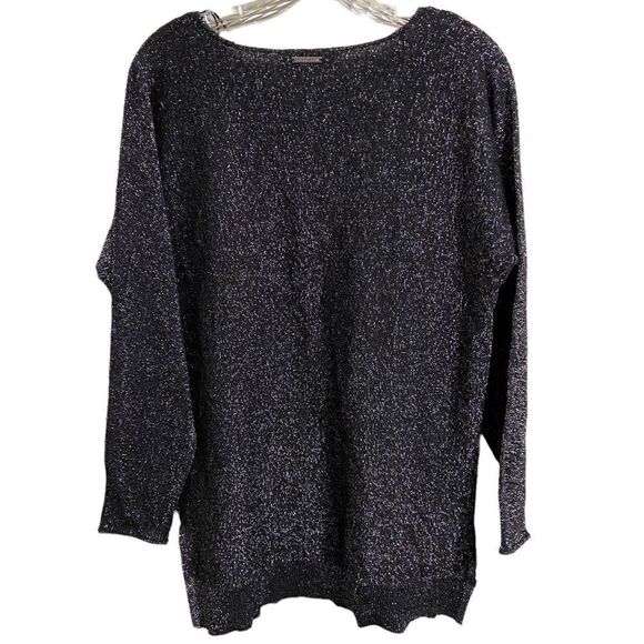 new Micheal Kors Sz Sm Black Silver Metallic Sweater - Picture 2 of 6